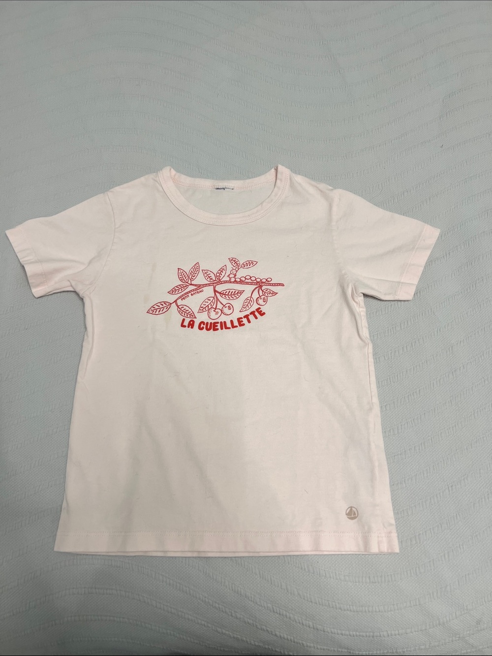 Petit Bateau Light Pink Tee with Red Botanical Print